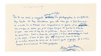 COCTEAU, JEAN. Group of 10 Autograph Manuscripts, including 5 Signed, brief or fragmentary working drafts of reviews for books or films